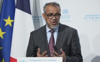 Tedros Adhanom Ghebreyesus, Director-General of the WHO, delivers his speech after launching the WHO Academy campus that promotes lifelong learning in the field of health, Tuesday, Dec. 17, 2024, Lyon, central France.