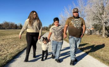 Sarahi Neberas, Isabella Quintana, Iker Quintana, Gorman Quintana at a park in Aurora, Colo.