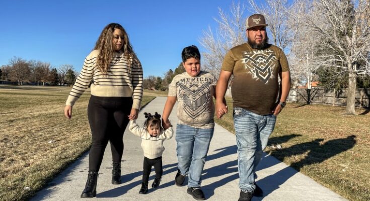 Sarahi Neberas, Isabella Quintana, Iker Quintana, Gorman Quintana at a park in Aurora, Colo.